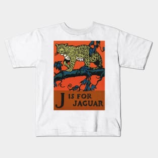 J is for Jaguar ABC Designed and Cut on Wood by CB Falls Kids T-Shirt